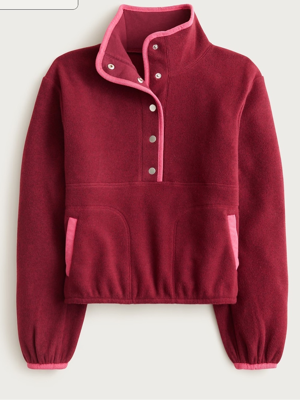 J crew inky burgundy Warm-up fleece pullover